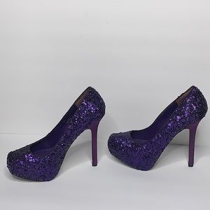 Purple sequin platform heels (sz 10)
